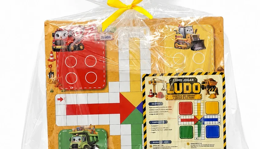 Jogo de Ludo Construção em MDF 28 x 28 cm