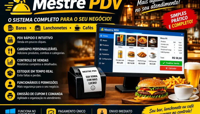 Mestre PDV – Sistema de PDV para Bares, Lanchonetes e Cafés