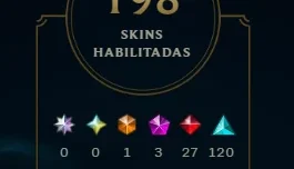 conta de lol lvl 298, com 213 skins, 133 campões e 16k de ea