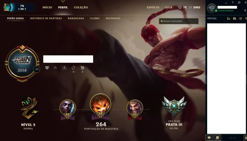 League of Legends Silver III 89 heroes R$ 417,00 Skins