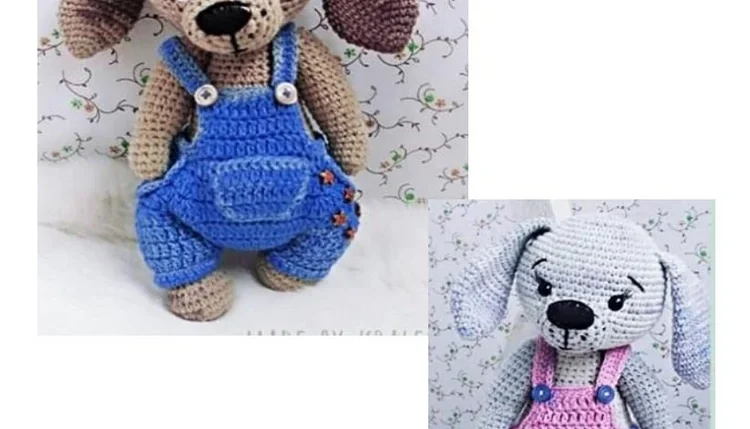 Receita em PDF - Cachorro de Macacão Amigurumi