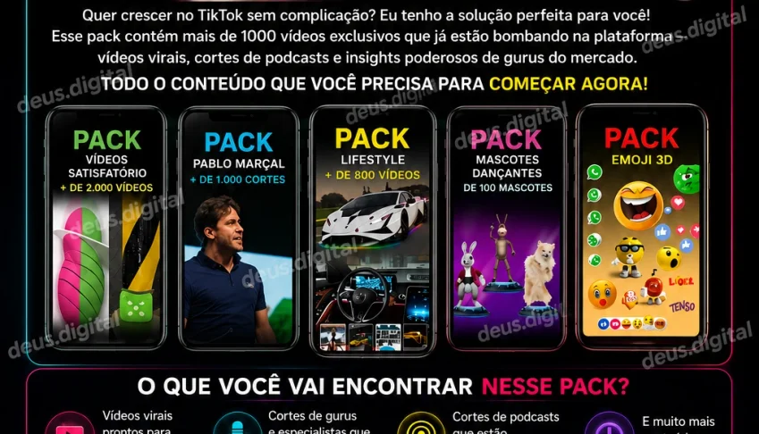 Pack Com +1000 Vídeos Para TikTok