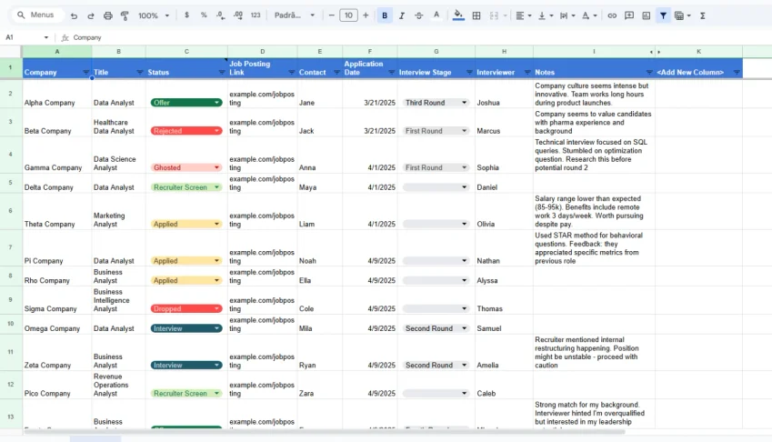 Planilha de Acompanhamento de Entrevistas – Tracker Completo