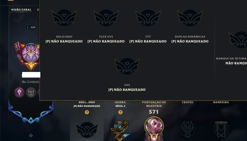 Unranked com 150 Champs e 137 Skins ( JG / SUP / MID )