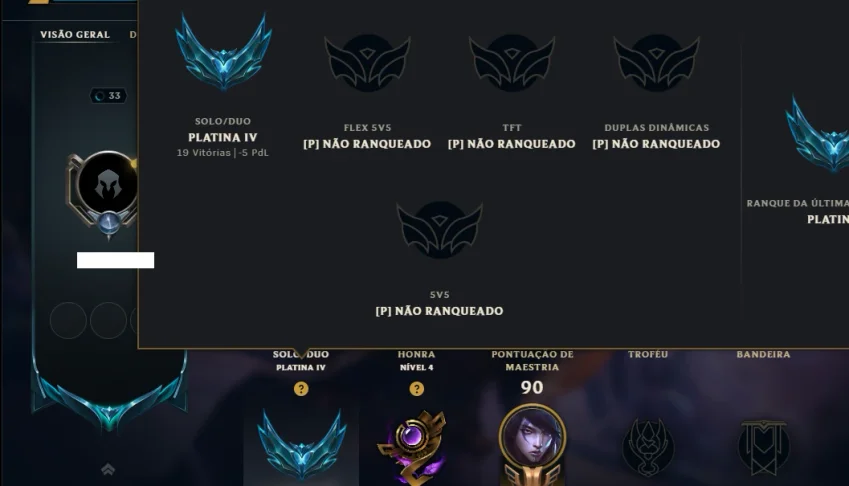 Platina 4 com 55 Champs e 44 Skins ( MAIN ADC )