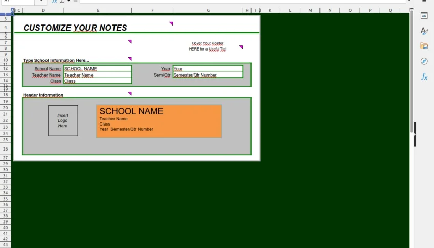 Spreadsheet for Structured Note Taking