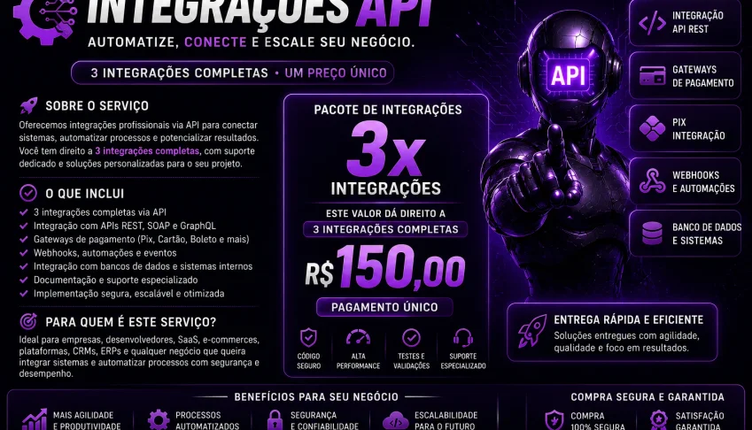 Integrações API | Gateways, PIX, Webhooks e Sistemas