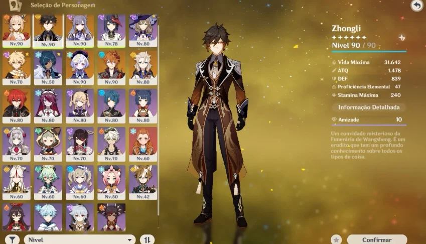 conta no genshin impact ( inclui zhongli dps+báculo de homa)