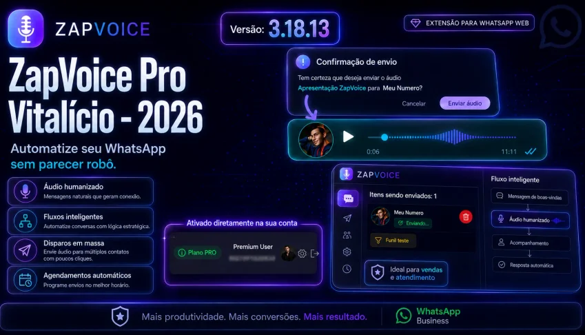 ZapVoice Pro Vitalício - 2026