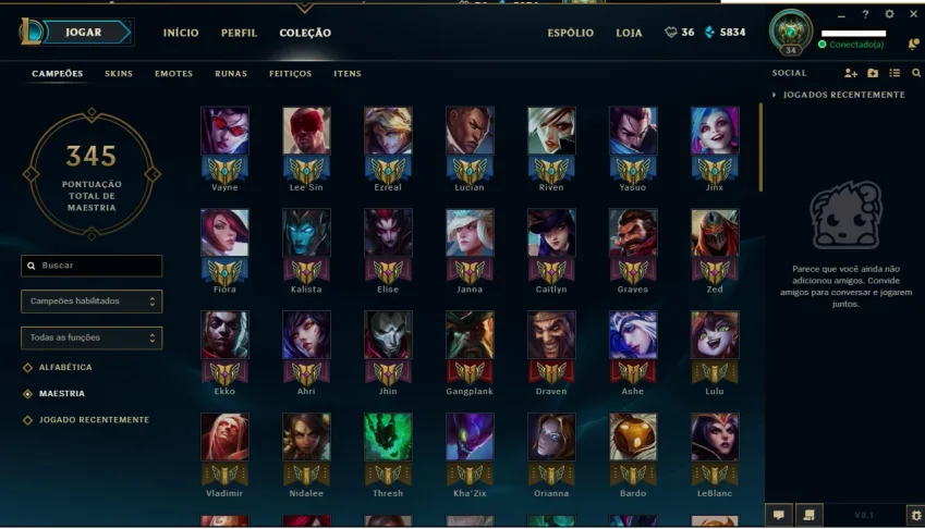 Conta platina iv 128 campeões 112 skins