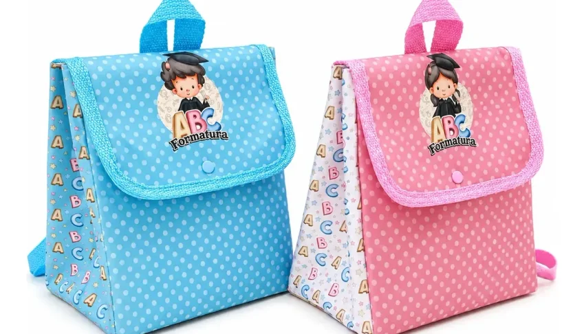 Kit 10 Mini Mochilas ABC Personalizadas 24 x 18 cm