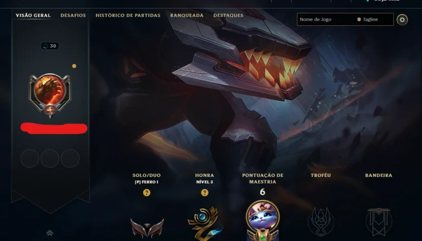 Lol Ferro, 35K Ea, Lvl 30, Upada na Mão e com Skin Lendária