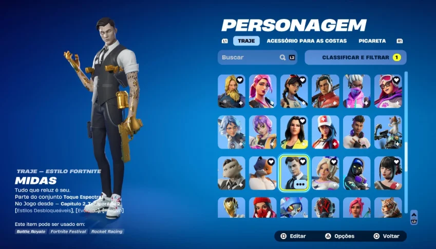 Conta fortnite MINT MIDAS e MAIS