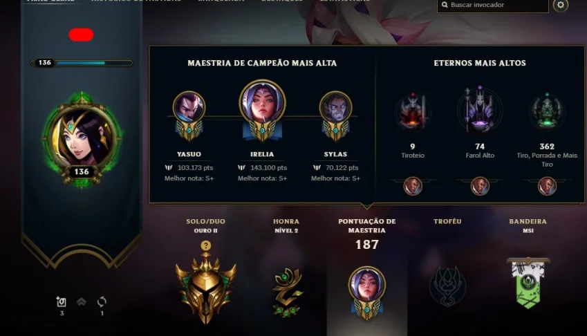Conta level 136, 27 skins, Gold 2 + Dados de criação