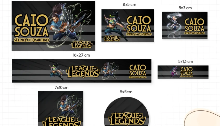 Arquivo Digital LOL Etiquetas + Caneca + Toalha LoL