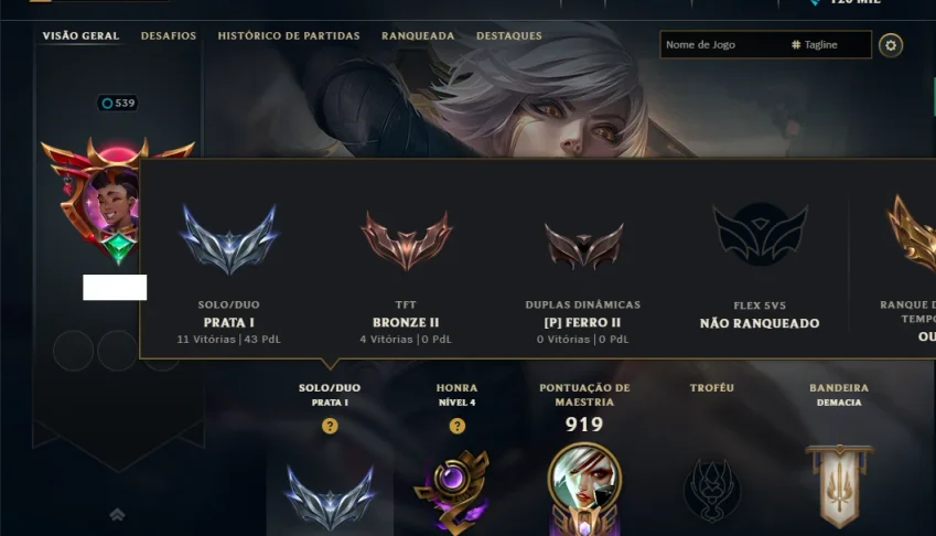 Prata 1 com TODOS os Champs e 187 Skins ( ADC / MID / JG )
