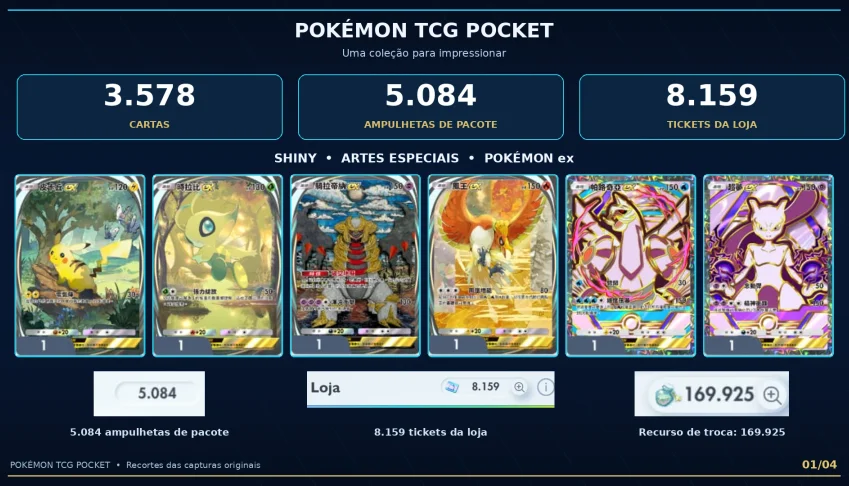 Conta Pokémon TCG Pocket | 3.578 cartas + 5.084 ampulhetas