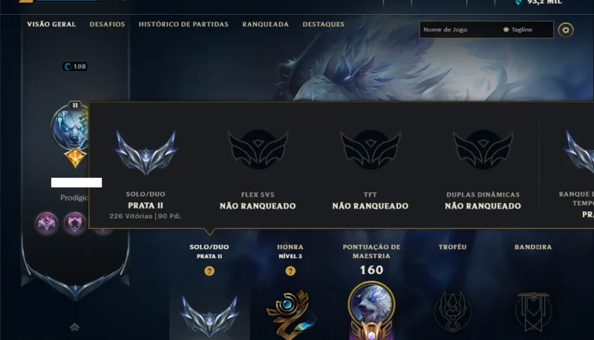 Prata 2 com 70 Champs e 8 Skins