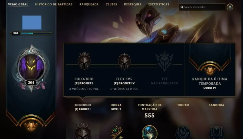 Conta Lv 304, 121 Skin Habilitadas Único Dono