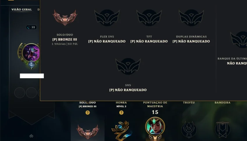 Bronze 3 com 35 Champs e 40 Skins