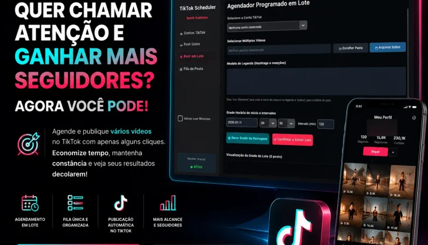 TikTok Scheduler - Mais Posts, Menos Trabalho