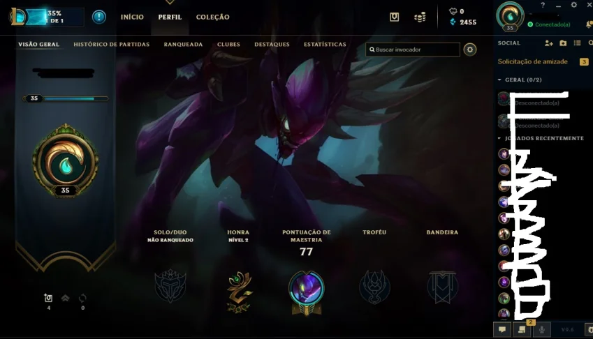 Conta Level 35 sem elo 16 campeoes. nenhuma partida rankeada