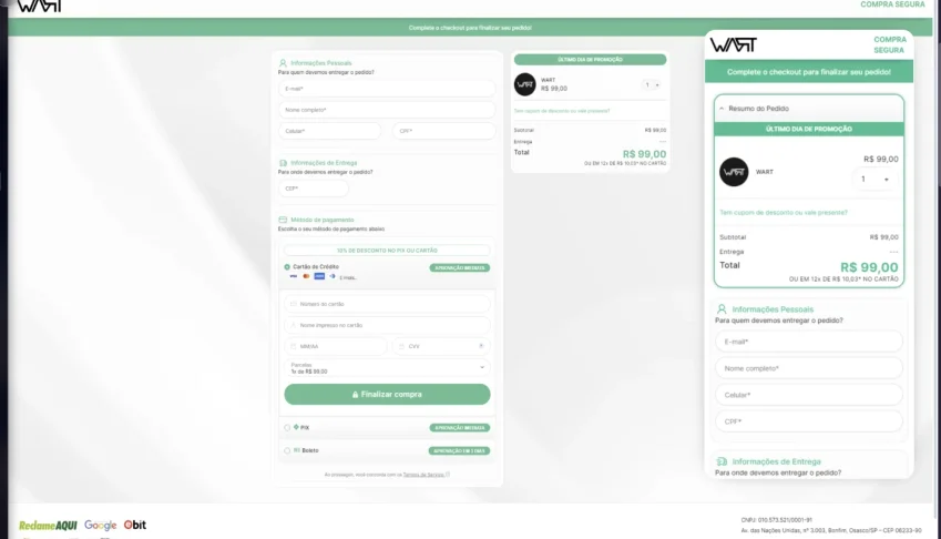 Script CSS Personalizado wART v2 para checkout Cartpanda