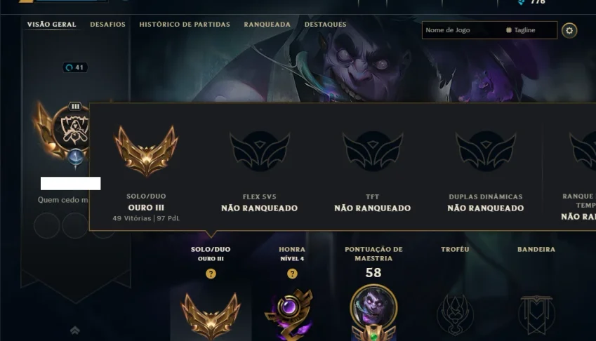Ouro 2 com 45 Champs e 8 Skins
