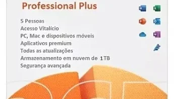 Microsoft Office 365 Licença 1 Ano | 30 Dias Garantia | 5PCs