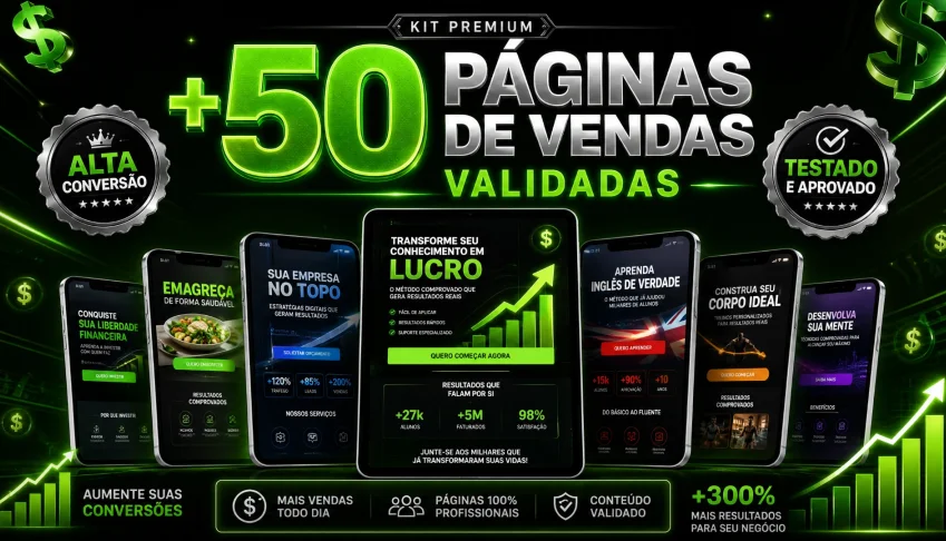 Kit com mais de 50 paginas de vendas para anúncios validadas