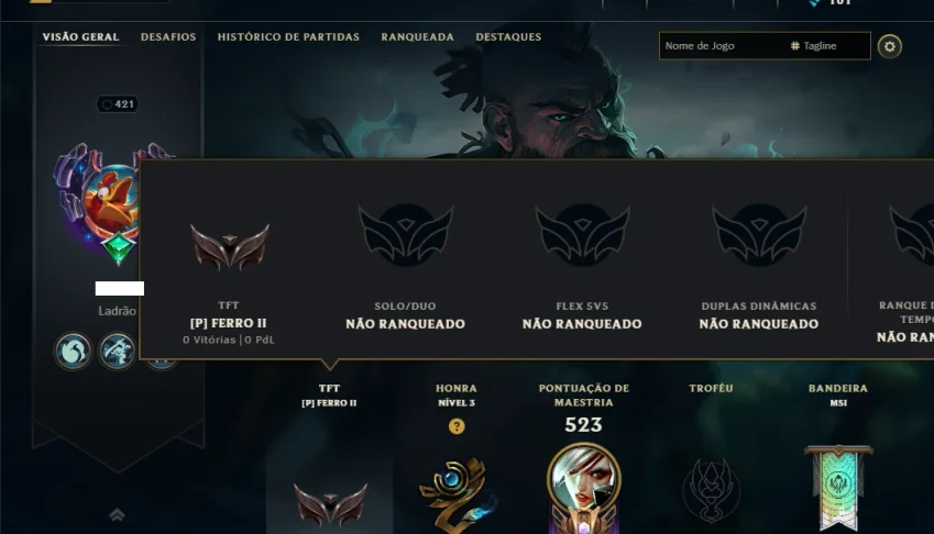 Unranked com 125 Champs e 180 Skins ( TOP / MID / JG )
