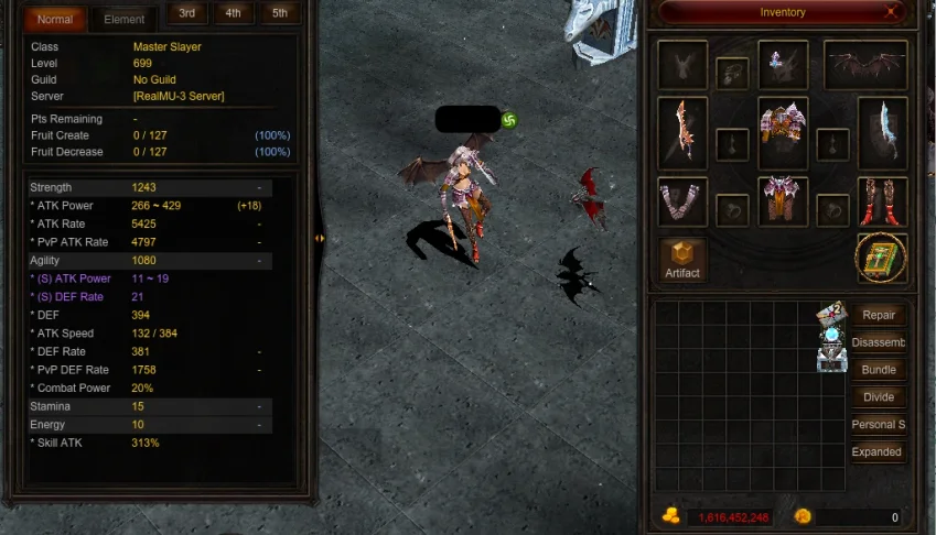 Conta do RealMu Personagem Slayer Lev 800 (obg: Sem Itens)