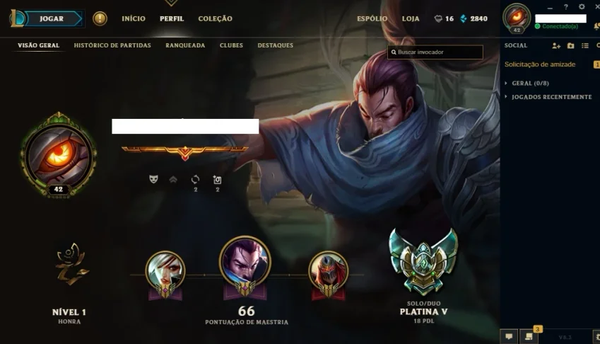 Conta League Of Legends Platina - 30 Champs, 24 Skins.