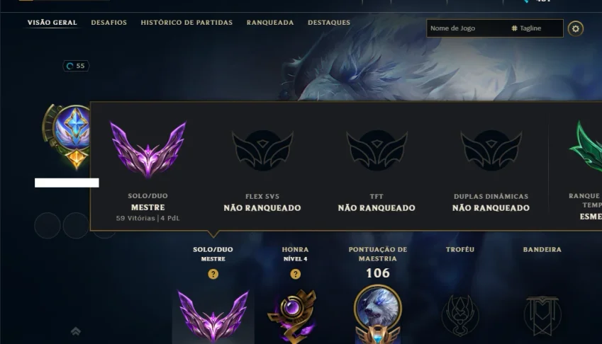 Mestre com 70 Champs e 9 Skins