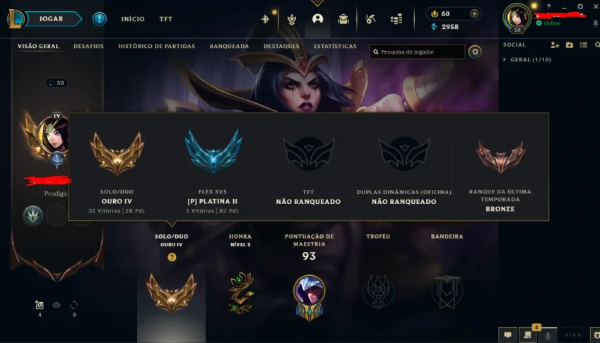 Conta Gold IV handlevel de 2020 com 18 skins barata