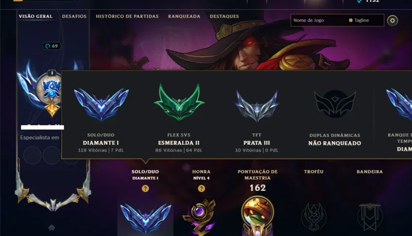 Diamante 1 com 110 Champs e 25 Skins +2 Prestigios