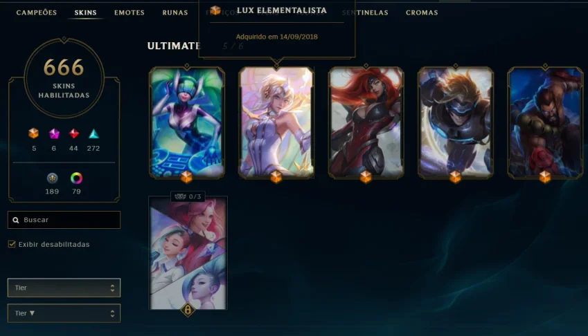 Conta lvl 324 666 skins
