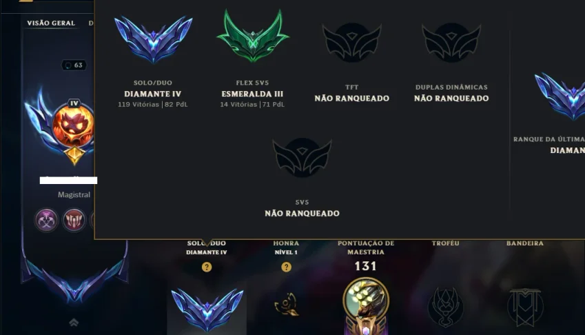Diamante 4 com 110 Champs e 51 Skins