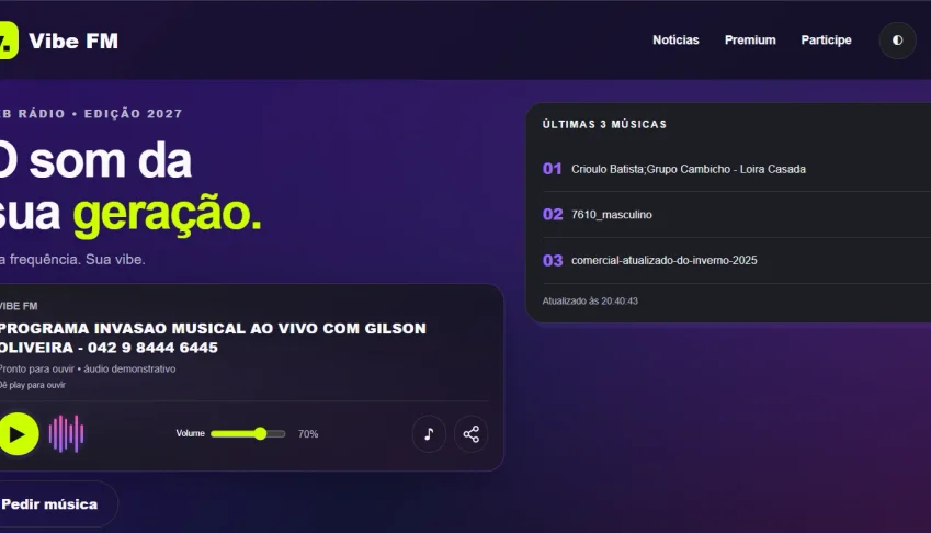 Template Para Web Rádio Blogspot Vibe Fm 89 Fr.V10/26
