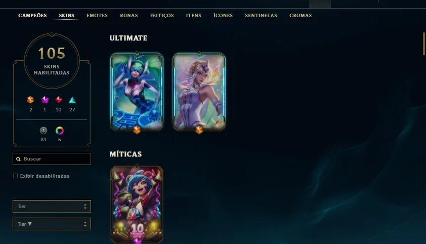 Conta League of Legends PLATINA IV mais de 100 skins