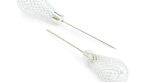 Alfinete Metálico Gota Aramada Prata - Caixa com 12