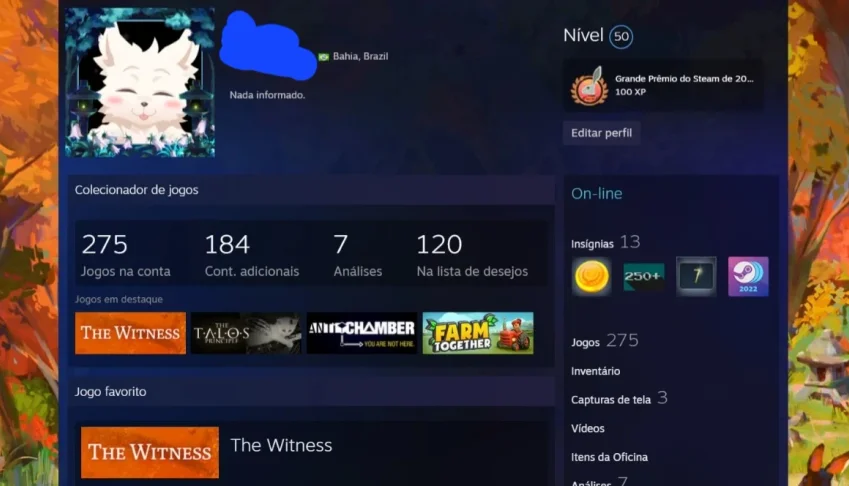 Conta Steam 370+ jogos, 389 cartas, 2.700+ horas jogadas