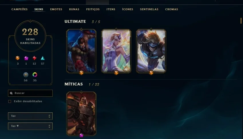 Conta Platina 4 Solo, Ouro 2 Flex, Todos Campeões, 228 SKins
