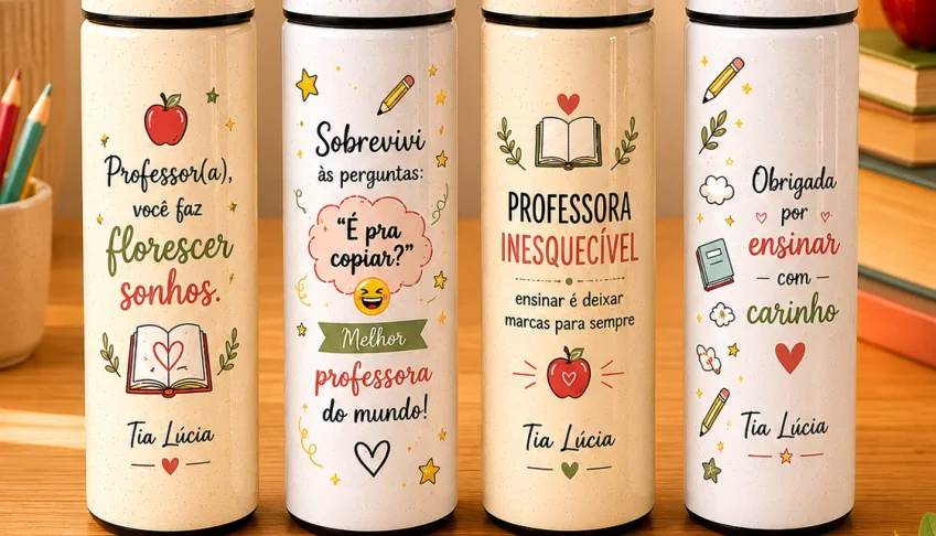 Garrafa de Vidro 400ml Personalizada Dia dos Professores