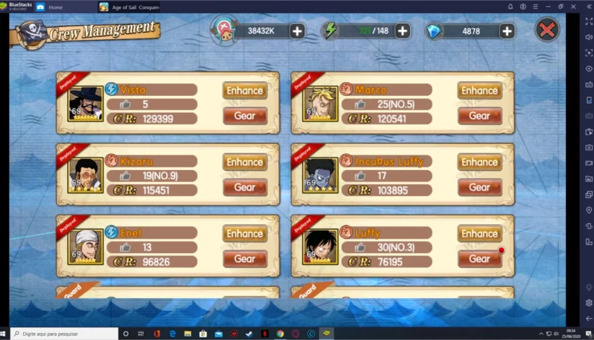 Conta com 700k de fc. One piece pra android