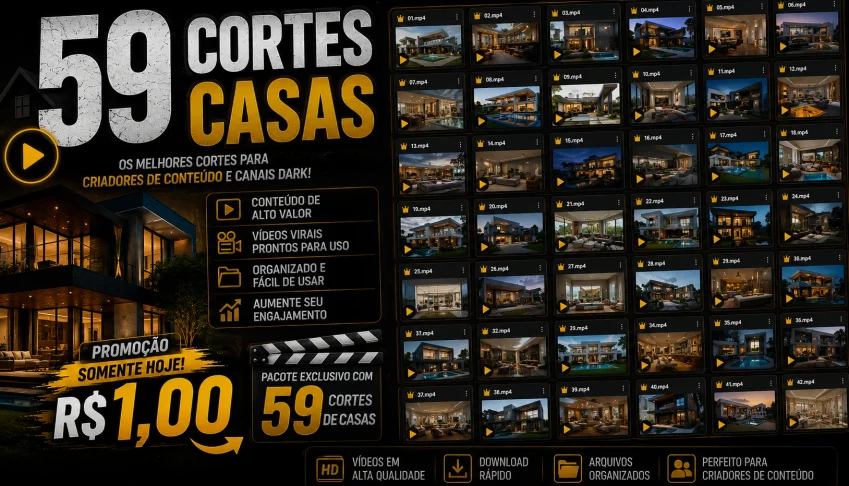59 Cortes de Casas-Vídeos para TikTok, Reels e Shorts-ENTREG
