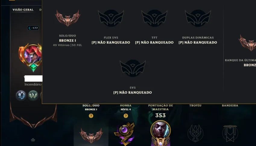 Bronze 1 com TODOS os Champs e 131 Skins (Mais de 100 Jogos)