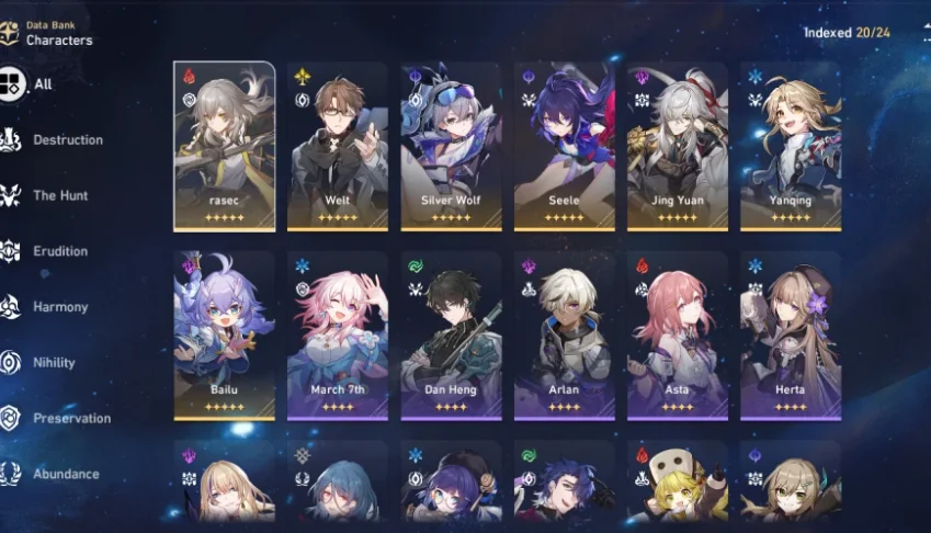 Seele + light cone, JingYuan+ light cone, silver wolf e mais