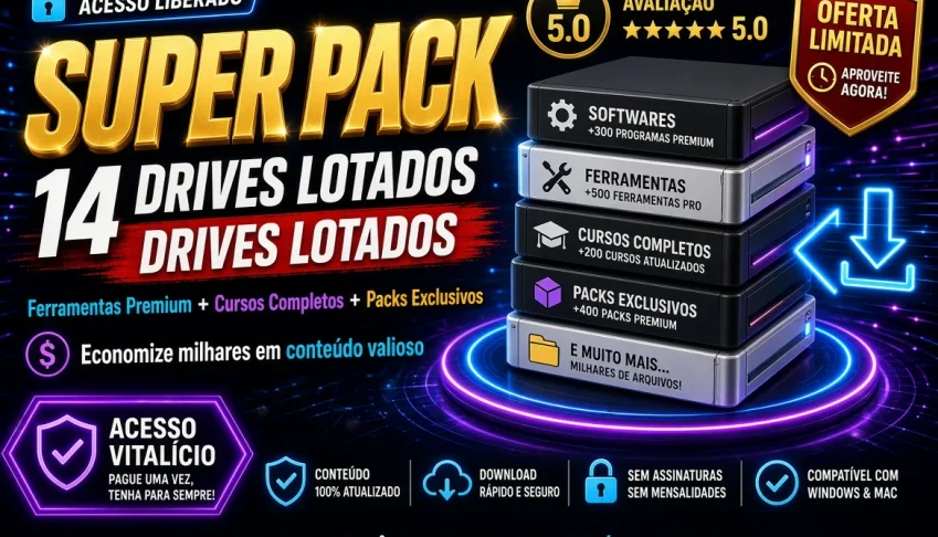 Super Pack Com 14 Drives Lotados De Ferramentas, Cursos Etc