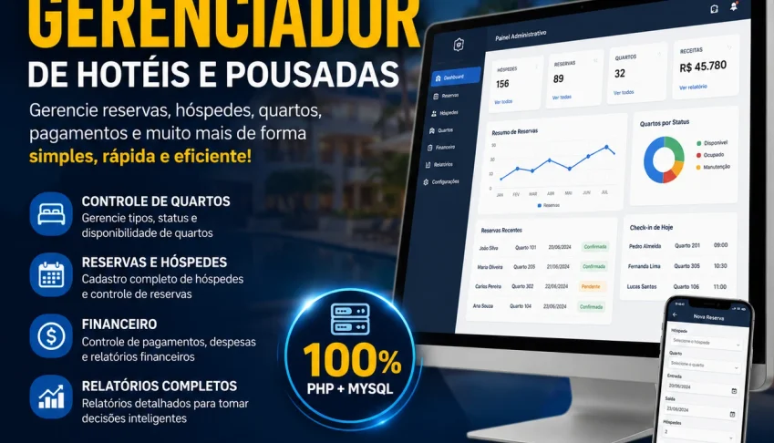 Sistema Gerenciador de Hotéis e Pousadas em PHP Completo